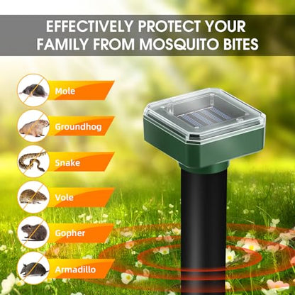 8 Pack Solar Mole Repellent Ultrasonic Gopher Vole Repellent Outdoor Mole Chaser Spike Stakes Snake Deterrent for Yard,Solar Rodent Repeller for Moles Gophers Groundhogs Chipmunks Lawn Garden Farm