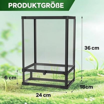 67 Gallon Large Reptile Terrarium - 36" x 18" x 24" Tall Glass Reptile Tank with Double Hinge Doors - Tempered Glass Enclosure with Top Screen Ventilation & Anti-Escape Lock - Easy Assembly