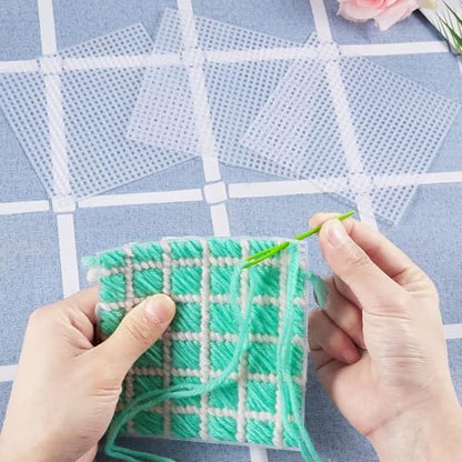 Caydo 12 Pieces 7 Count Plastic Mesh Canvas Sheets, Eye Mesh 10.5x13.5 Inch | for Therian Mask, Acrylic Yarn Crafting, Knit Crochet Projects and Make Aquarium Dividers - color: Clear White - 12pcs
