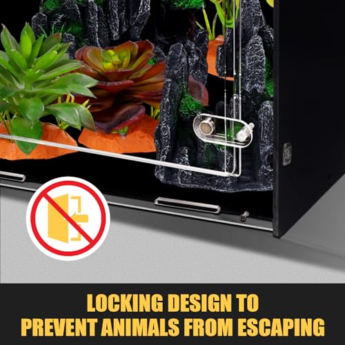 8x8x12 PVC Reptile Enclosure for Crested Reptile, Front Opening Tank | Lightweight PVC build, front-opening acrylic door, full metal screen top, modern handle, ideal for hatchling crested geckos - size: 8"8"12"