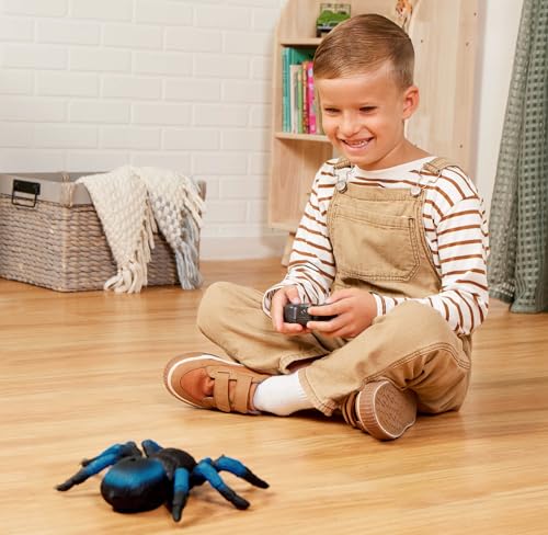 Terra by Battat Remote Control Spider, LED Eyes, 360 Spin, Blue, Animals | RC tarantula toy with moving legs, LED eyes, blue stripes, and 1 remote control for creature-inspired play, Animals, 6+ Years - style: Spider (Blue)