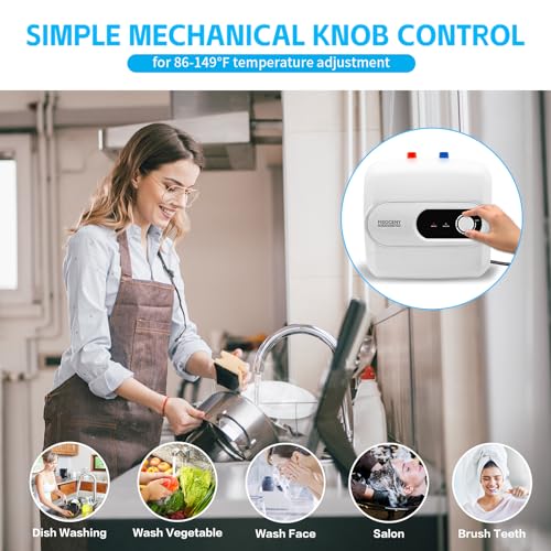 4 Gallon Tank Water Heater Under Sink Instant Hot Water 1500w 120V,Kitchen Under Counter RV Small Hot Water Heater with Release Valve 3-Way Diverter Vavle,1/2" NPT White - color: White, size: 4 Gallon