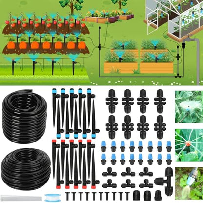 250FT Drip Irrigation Kit – 2026 New Quick-Connect Micro Irrigation System with 1/4'' 1/2'' Tubing (177FT (46FT 1/2 Inch+131FT 1/4 Inch) - size: 177FT (46FT 1/2 Inch+131FT 1/4 Inch）