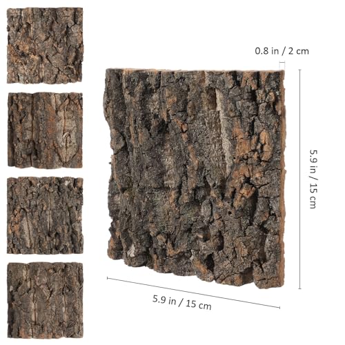 Toddmomy Cork Bark Reptile Terrarium Background 8 Pieces Natural Bark Wood for Gecko Lizard Frog Bearded Dragon Aquarium Decorations Climbing Habitat Decor 5.90 X 5.90 X 1.57 in - size: 8pcs