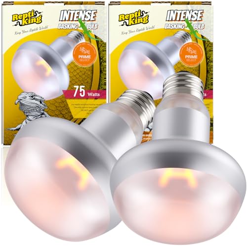 Reptile Heat Lamp, 2 Pack 75W Intense Basking Bulbs Light for Reptiles, UVA Daylight Basking Light for Bearded Dragon, Lizard, Gecko,Turtle, Reptile Heat Bulb