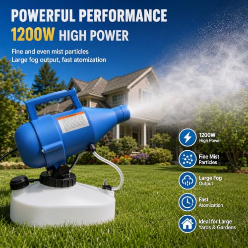 4.5l (1.2 Gallon) Electric Ulv Portable Fogger Sprayer Machine Cold Fogger Machine Spraying Distance 30ft W/16.4ft Cord for Home,Hotel,Church,School,Yard