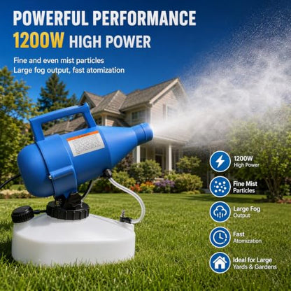 4.5l (1.2 Gallon) Electric Ulv Portable Fogger Sprayer Machine Cold Fogger Machine Spraying Distance 30ft W/16.4ft Cord for Home,Hotel,Church,School,Yard