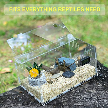 BETAZOOER Large Acrylic Reptile Terrarium Breeding Tank 15.3"x9.7"x7.6" - size: Large