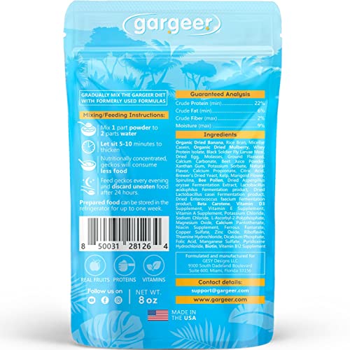 Gargeer 8oz Gentle Geck Mulberry Diet - Crested Gecko Food. Made in USA | Expert-crafted superfood! Infused with organic mulberry, wild insect proteins & probiotics. No soy, wheat, or fillers - size: 8 Ounce (Pack of 1)
