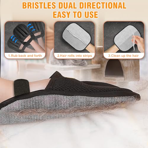 Pet Hair Removal Glove for Cats & Dogs, Upgraded Five-Finger Electrostatic Pet Hair Remover Glove, Reusable Tool for Couch, Carpet, Laundry & Car Seat - color: Pet Hair Removal Glove for Cats & Dogs