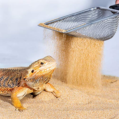 REPTI ZOO Reptile Sand Stainless Steel Fine Mesh Reptile Substrate Metal Sand Shovel Terrarium Substrate Long-Lasting Litter Cleaner Corner Scoop