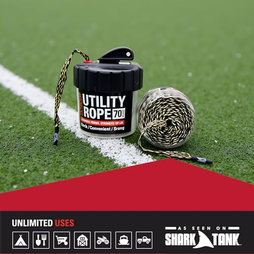 Rapid Rope Canister, 70ft Camo Tactical Paracord, 1100lb Test, USA Made | Heavy Duty Poly Rope Test Cord, Non-Tangle Dispenser Included, For Hiking, Camping, Survival, Utility, Stocking Stuffer, Gift - size: 70ft, style: Camo