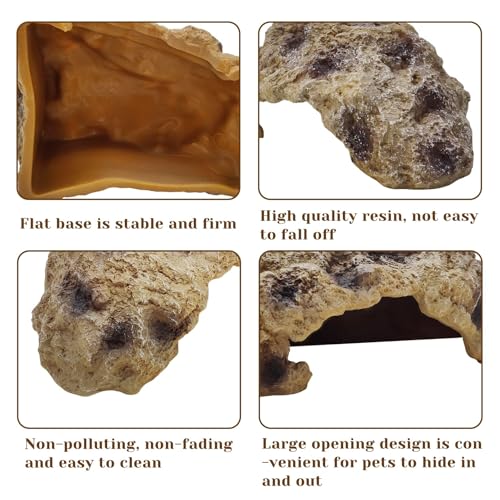 Hamiledyi Reptile Simulation Rock Cave Hideouts Reptile Hide Resin Leopard Gecko Hide Bearded Dragon Hideout Terrarium Decor for Turtles Snakes Gecko Hermit Crab Ball Pythons (S) - style: S : 5.51''×4.13''×3.15''