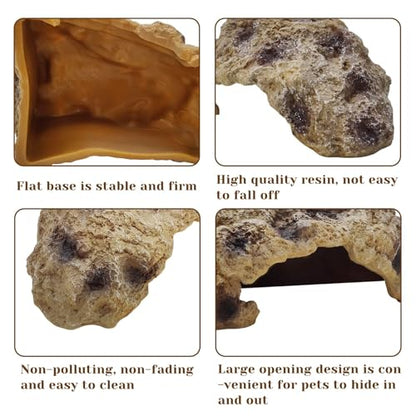 Hamiledyi Reptile Simulation Rock Cave Hideouts Reptile Hide Resin Leopard Gecko Hide Bearded Dragon Hideout Terrarium Decor for Turtles Snakes Gecko Hermit Crab Ball Pythons (S) - style: S : 5.51''×4.13''×3.15''