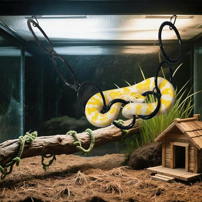 Snake Climbing Chain Rings for Ball Python Hoop & Corn Snake | Adjustable Playground Reptile Tank Accessories for Garter Snakes, Lguana, Lizards, Gecko, Chameleons, Parrot