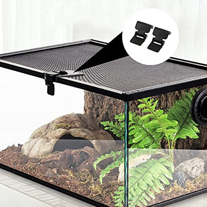 4pcs Terrarium Cover Clips Terrarium Screen Cover Clip Fresh Air Non- Locking Screen s - Escape Feeding Tank Latch for Glass Turtle Reptile Parts Aquarium s