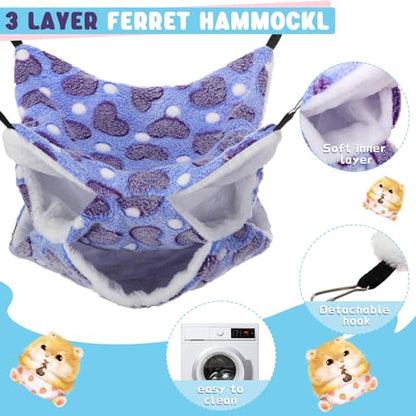 Sadnyy 6 Pcs Rat Hammocks Small Rodent Hanging Bed,Fresh Pattern | Rat Hammock for Cage, Small Animal Hammocks, Sugar Glider Hammock, Rat Cage Accessory for Chinchilla Glider Squirrel Reptiles