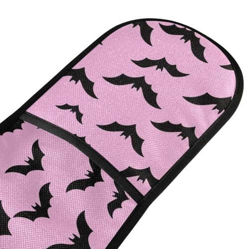 Dual-functionality Mitts and Pot Holders Sets High Heat Resistant Pot Holder Gloves Kitchen Aid BBQ (Pastel Goth Pink Bats) - color: Pastel Goth Pink Bats