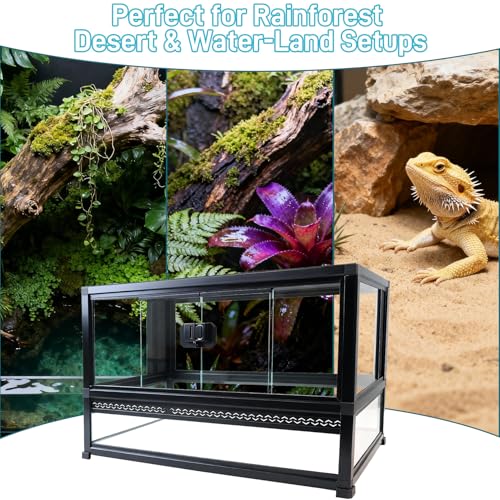 16 Gallon Reptile Glass Enclosure 22" x 14" x 12“ | Front Opening Reptile Terrarium Tank, Easy Assembly Habitat for Geckos, Small Lizards, Corn Snakes, Frogs, Hermit Crab - size: 22" x 14" x 12"