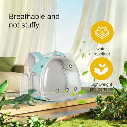 Guinea Pig Backpack Carrier, Bearded Dragon Carrier Backpack with Clear Bubble Window,Small Animal Travel Backpack for Hedgehog Rat，Chameleon,Rabbit,Sugar Glider,Airline Approved (Green, Backpack) - color: Green