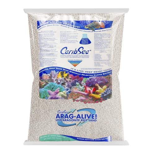 CaribSea Arag-Alive Special Grade Sand - 20 lbs - Natural Aragonite Substrate for Reef & Marine Tanks, Promotes Coral Growth & Biological Filtration - size: 20lb (Pack of 1)