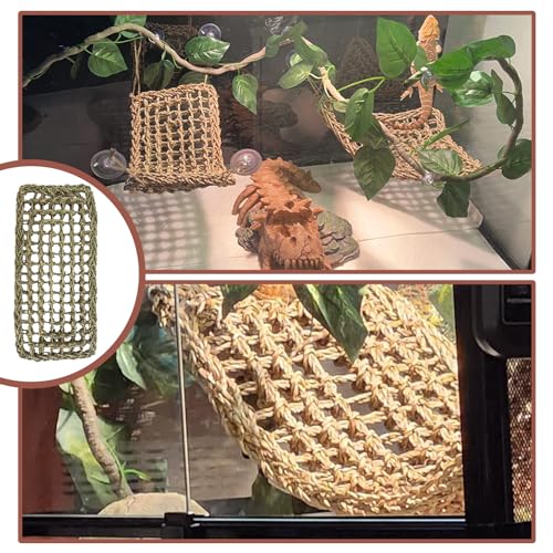 Resin Skull Habitat Hideout Cave Decor Reptile Hammock Lizard Lounger Bearded Dragon Tank Accessories Reptiles Hanging Vine Bendable Jungle Climbing Plant Terrarium Decoration(4PCS)