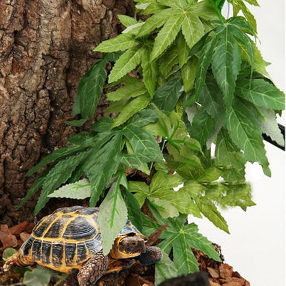 DONGKER Reptile Terrarium Plant, 12'' Artificial Hanging Plants with Suction Cups for Bearded Dragon Lizard Gecko Frogs Tank - color: Color 2