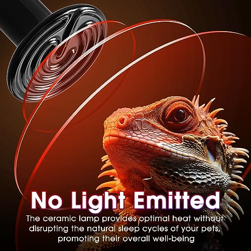 Ceramic Heat Emitter for Reptiles, 2 Pack 100W Heat Lamp Bulb | E26 Ceramic Reptile Heat Bulb Black No Light Emitting Heat Lamp for Amphibian Pet Heat Bulb for Bearded Dragon Turtle Lizard