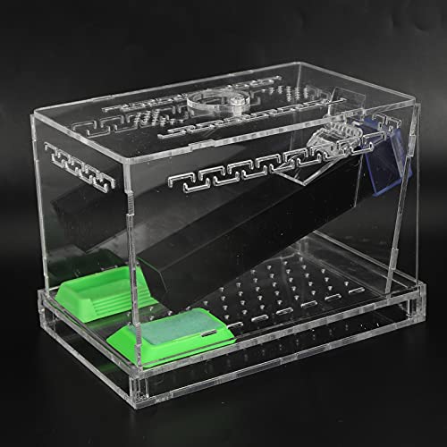 SUNGOOYUE Cricket Keeper Box, Acrylic Feeding Box with Water Food Tub, Clear Ventilated Lid and Waste Tray, 15x10x10cm for Reptile Terrarium Breeding Home Office (Small 26x5cm) - size: Small 26x5cm