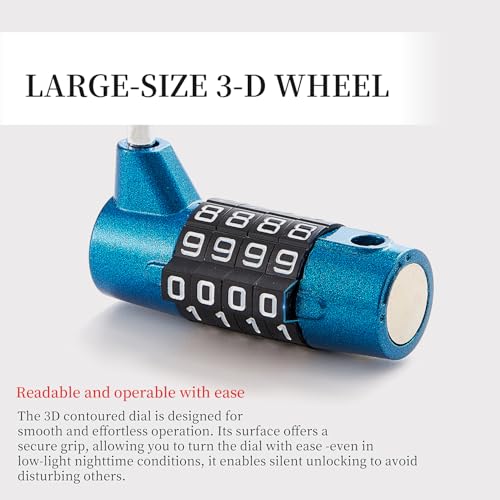 4-Digit Combination Lock, Blue Shackle for School Gym Locker | Ideal for sports toolbox case hasp storage - size: 3.5" blue