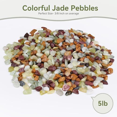 Pulovin 5 lbs Pebbles for Indoor Plants, Succulent Rocks, 3/8" Polished Pebbles for Bamboo, Vase, Terrarium, Natural Decorative Small River Rocks for Crafts, Cactus, Outdoor Garden Landscaping - color: Colorful