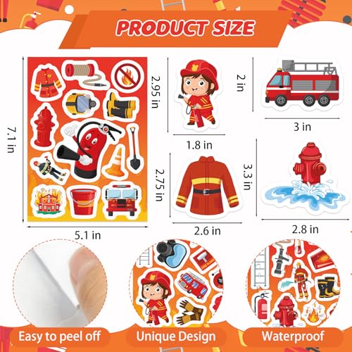 312Pcs Firefighter Stickers, Self Adhesive Firefighting Theme Sticker Fireman Stickers for Scrapbooks Envelopes Cards Gifts Crafts Party Favors Class Rewards - style: Firefighting