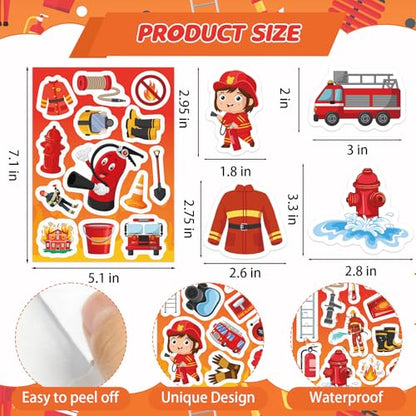 312Pcs Firefighter Stickers, Self Adhesive Firefighting Theme Sticker Fireman Stickers for Scrapbooks Envelopes Cards Gifts Crafts Party Favors Class Rewards - style: Firefighting