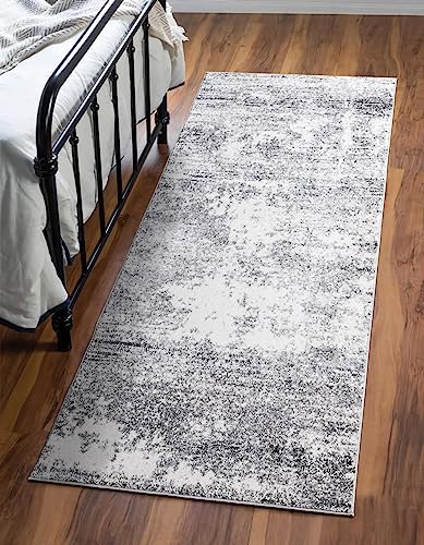 Keen Home Design Runner Rugs - 32"x119" Non-Shedding, Thick Pile Abstract Rugs for Kitchen, Living Room, Bedroom, Dining Room, Entryway - Size: 2'8" x 9'11", Abstract Cream/Grey - color: Abstract Cream/Grey, size: 2'8" x 9'11" (Runner)