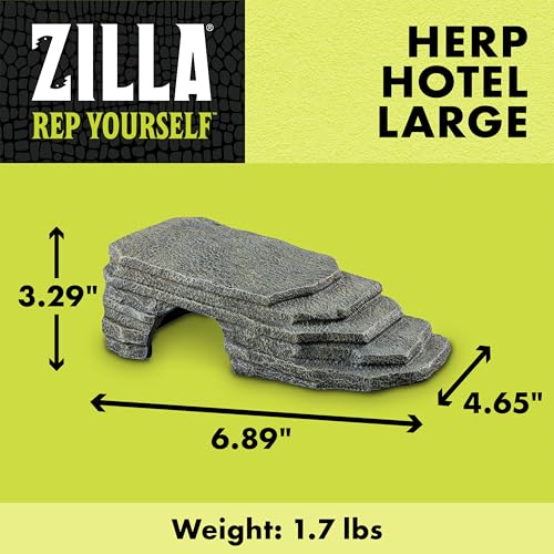 Zilla Herp Hotel, Naturalistic Hide and Basking-Platform for Leopard Geckos, Bearded Dragons, Anoles, Large - size: Large