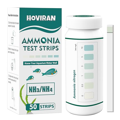 Ammonia Test Strips for Fish Tank, 50ct Ammonia Aquarium Test Strips | Accurate Water Testing for Saltwater & Freshwater Aquariums & Ponds, Easy to Use Aquarium Water Test Kit - color: ammonia test strips