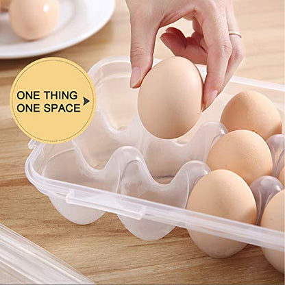 XBY-US 4 Pack Covered Egg Holders,Egg Holder For Refrigerator,travel egg Storage Container,Plastic Refrigerator Egg Trays,camping egg box,Deviled Egg Tray Carrier with Lid Fits 18X4 Eggs(72 Eggs) - style: A-18 Egg-4 Pack