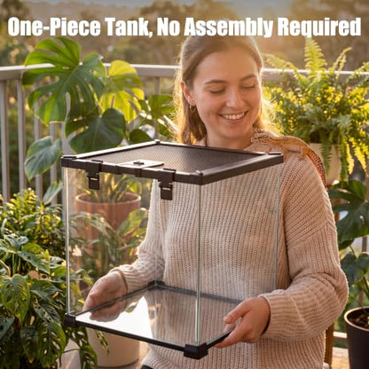 7 Gallon Fully Assembled Glass Reptile Enclosure,12"x 12" x 12" | Top Opening & Escape-Proof Reptile Terrarium Tank for Frog,Geckos,Tarantulas and Other Reptiles and Amphibians - size: 12“L x 12"W x 12"H