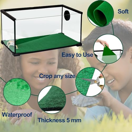 Reptile Carpet Terrarium Liner Bedding Substrate Sand Mat for Cage Lizard Bearded Dragon Gecko Snake Tortoise 48" x 18" (Green) - color: Green