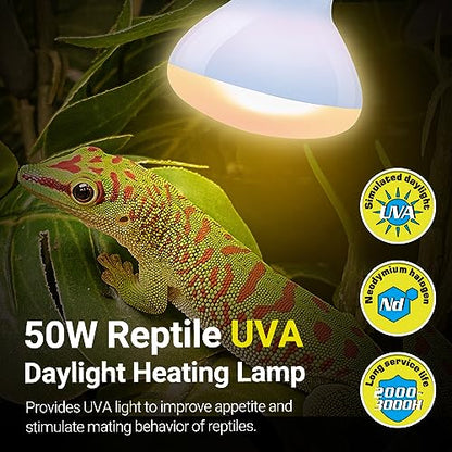 REPTI ZOO Reptile Heat Lamp, 2 Pack 50W Daylight Basking Spot Lamp for Reptiles UVA Daylight Heating Lamp Bulb Basking Light for Bearded Dragon, Tortoise, Geckos, Chicken - style: 50W Basking Spot Lamp