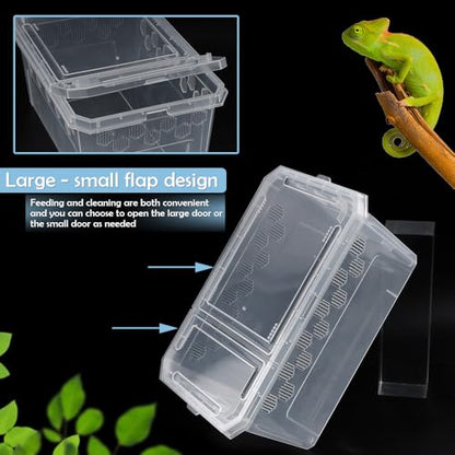 4 Pack Reptile Feeding Box Breeding Box Transparent Cage Habitat Hatching Container for Reptile Spider Scorpion Gecko Tortoise Treefrog