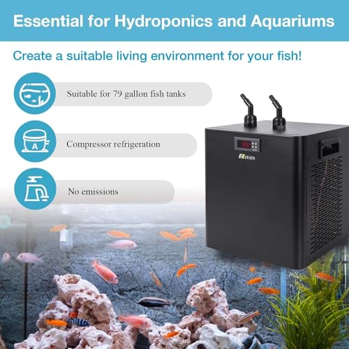 Aquarium Chiller 79 Gal 300L, 1/3 HP Water Chiller for Cold Plunge | Hydroponic Cooler Fish Tank Cooling System for Axolotl Coral Reef Shrimp with Pump and Pipe