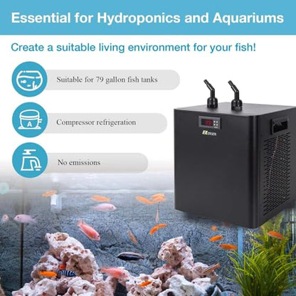 Aquarium Chiller 79 Gal 300L, 1/3 HP Water Chiller for Cold Plunge | Hydroponic Cooler Fish Tank Cooling System for Axolotl Coral Reef Shrimp with Pump and Pipe