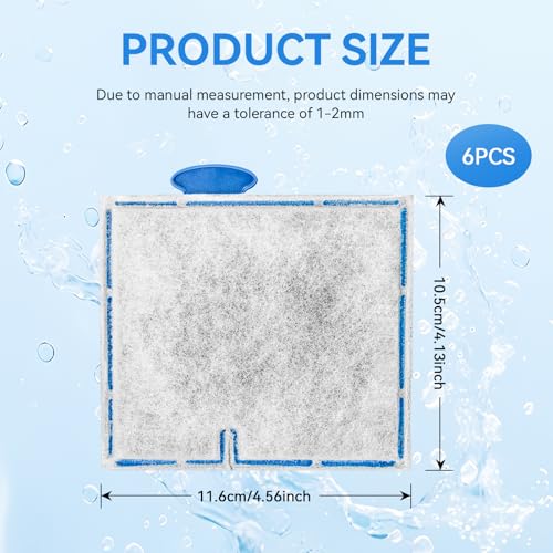 6 Pack Replacement Filter Cartridges Medium for Zilla Turtle Filter, Turtle Tank Filter Cartridges Compatible with Zilla Internal Filter 20G and Small Basking Platform Filter 20G, 09830