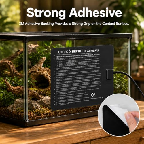 Aiicioo Under Tank Heater Thermostat - Reptile Heating Pad with Temperature Control Reptile Heat Mat for Combo Set for Hermit Crab Lizard Terrarium 16W - size: 8" X 12"(16W) with Thermostat