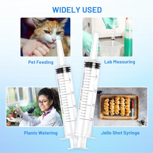 20ml Plastic Syringe with Cap, Large Syringes without Needle for Liquid, Scientific Labs, Measurement, Pet Feeding ,Ink Refilling ,Oil or Glue Applicator, Individually Wrapped (30 Pack) - style: 20ml