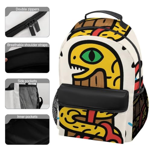 Snake Totem Pole Laptop Bag Back Pack Travel Backpack Sports Work Backpacks Teacher Bookbag 16.5in