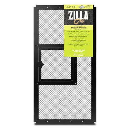 Zilla Pet Reptile Terrarium Fresh Air Screen Cover with Hinged Door 20" x 10" - size: 20" x 10"