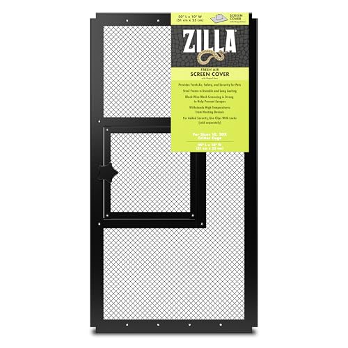 Zilla Pet Reptile Terrarium Fresh Air Screen Cover with Hinged Door 20" x 10" - size: 20" x 10"