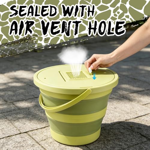Snake Bucket 15L /4.Gal–Collapsible Container with Vented Seal Lid | 15L/4.0Gal Snake Catcher Bucket with Vented Seal Lid Allows Airflow For Reptiles.For Outdoor Use